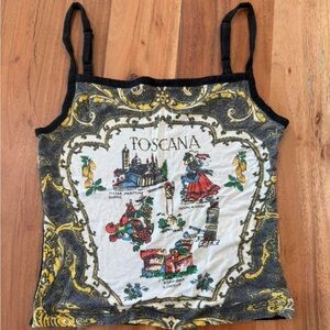Toscana Italy print cami top with black trim Size S #italianstyle